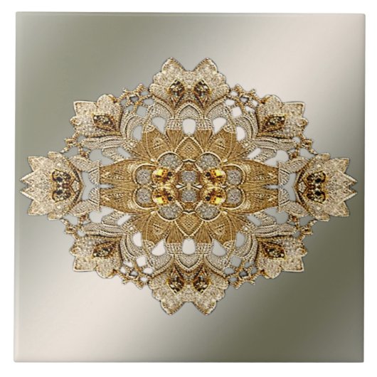 Gouden  Floral Keramische Tegel Tegeltje (Voorkant)