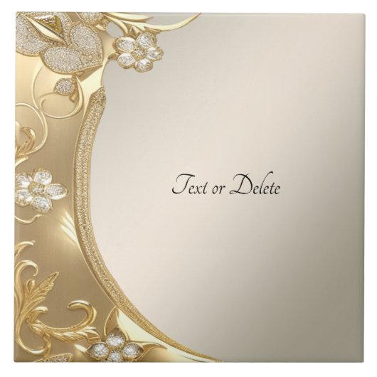 Gouden  Floral Keramische Tegel Tegeltje (Voorkant)