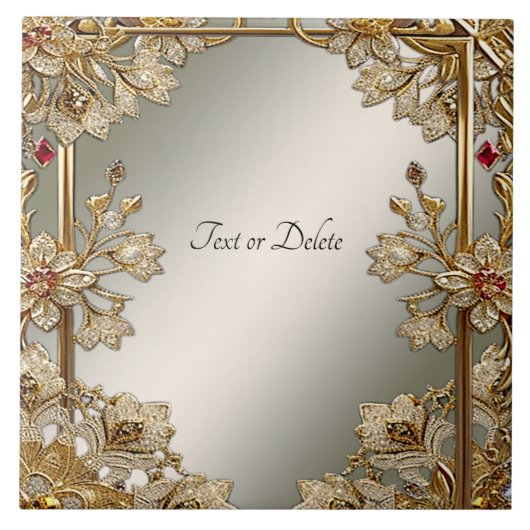 Gouden  Floral Keramische Tegel Tegeltje (Voorkant)