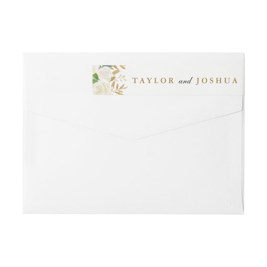 Gouden Floral Leaf Waterverf Wrap Around Label (Achterkant)