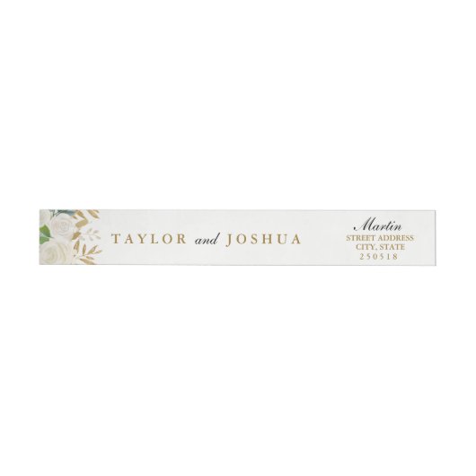 Gouden Floral Leaf Waterverf Wrap Around Label (Individueel)