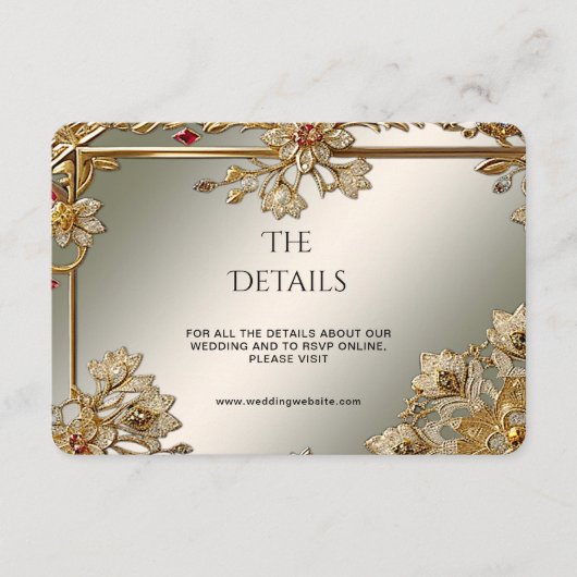 Gouden Floral Lijst Detail Enclosure Kaart (Voorkant)