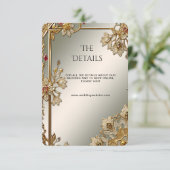 Gouden  Floral Lijst Detail Enclosure Kaart (Staand voorkant)