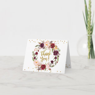 Gouden Floral Marsala Herfst in Liefde Dank u Kaar