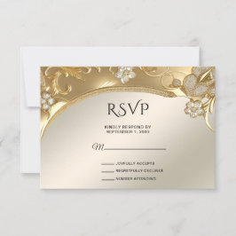 Gouden Floral RSVP-kaart RSVP Kaartje