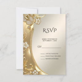 Gouden Floral RSVP-kaart RSVP Kaartje