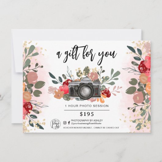 gouden florale fotograaf cadeaubon logo (Voorkant)