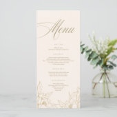 gouden florale pony, Ivory Wedding Menu-kaart Programmakaart (Staand voorkant)