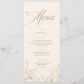 gouden florale pony, Ivory Wedding Menu-kaart Programmakaart (Voorkant)