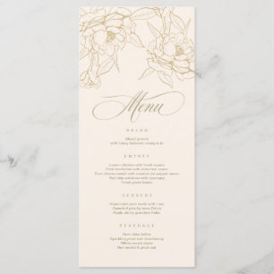 gouden florale pony, Ivory Wedding Menu-kaart Programmakaart