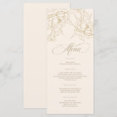gouden florale pony, Ivory Wedding Menu-kaart Programmakaart (Voorkant / Achterkant)