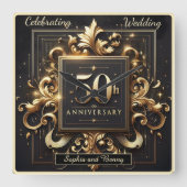 Gouden Flourish: 50-jarig jubileumontwerp Vierkante Klok (Voorkant)