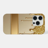 ✨ Gouden Flow Luxe Glitter Frame Druppelend 💎🌟 iPhone Hoesje (Achterkant horizontaal)