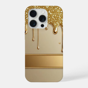 ✨ Gouden Flow Luxe Glitter Frame Druppelend 💎🌟 iPhone 15 Pro Case