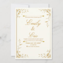 Gouden Fluistering - Elegante Gouden Trouwuitnodig