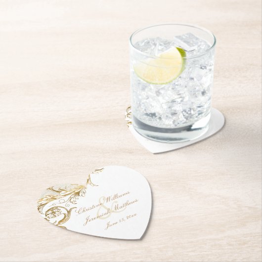 gouden fluitjes DamasManuscript White Wedding Pa Kartonnen Onderzetters (Insitu)