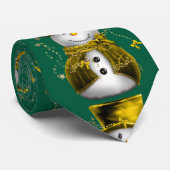 Gouden Fluwelen Sneeuwman Kerst Stropdas (Opgerold)