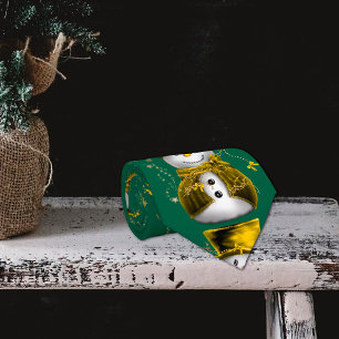 Gouden Fluwelen Sneeuwman Kerst Stropdas