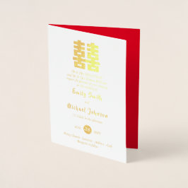 Gouden FOIL FOTO Chinese Geluksbruiloft Rood Folie Kaarten