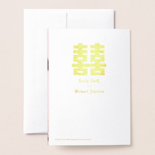 Gouden FOIL FOTO Chinese Geluksbruiloft Rood Folie Kaarten (Met envelop)