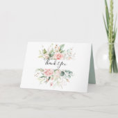 Gouden Foliage Bloemen Gevouwen Bruiloft Dank u Ka Bedankkaart (Voorkant)