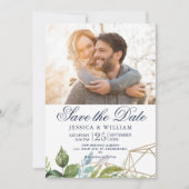 Gouden Foliage Foto Save the Date uitnodiging (Voorkant)
