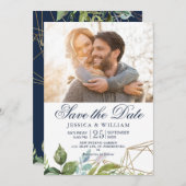 Gouden Foliage Foto Save the Date uitnodiging (Voorkant / Achterkant)