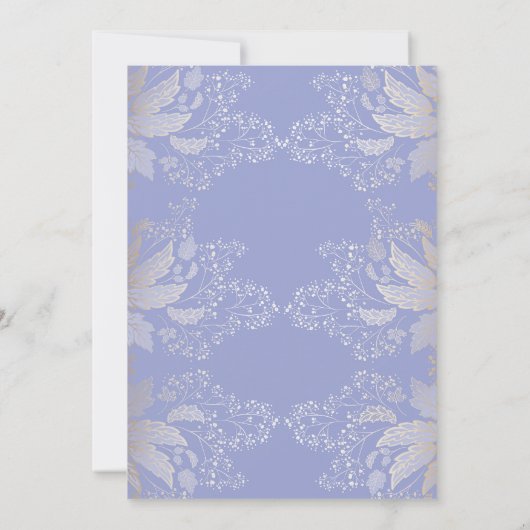 Gouden Foliage Lavendel Paarse Elegante Huwelijk Kaart (Achterkant)