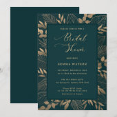 Gouden Foliage Leaf Bridal Douche uitnodiging (Voorkant / Achterkant)