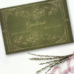 Gouden Foliage Vintage bruiloft Gastenboek<br><div class="desc">Dit botanische groene blad trouwontwerp kan gepersonaliseerd worden met je informatie. Het kan verder worden aangepast door de klik te kiezen om de optie aan te passen. U kunt de tekstkleur en stijl, sommige achtergronden veranderen en sommige afbeeldingen schrappen. Zie alsjeblieft mijn collecties voor meer in deze groene trouwsuite. Neem...</div>