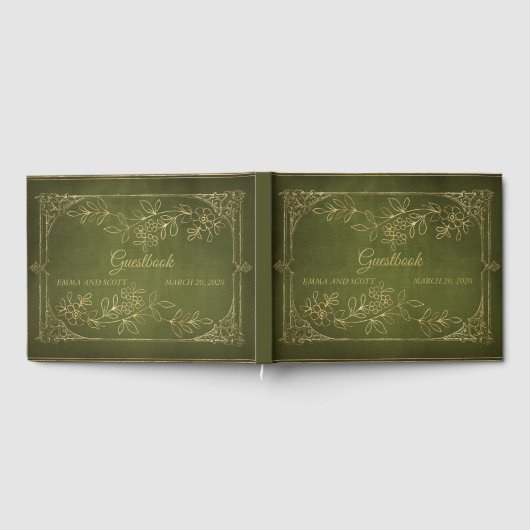 Gouden Foliage Vintage bruiloft Gastenboek (Volledig)