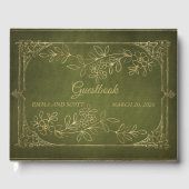 Gouden Foliage Vintage bruiloft Gastenboek (Voorkant)