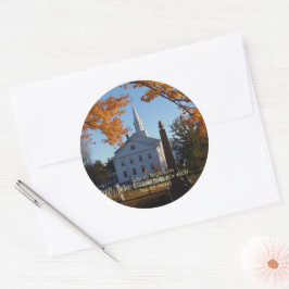 Gouden Foliage w / Kerk & Begraafplaats Envelope S Ronde Sticker
