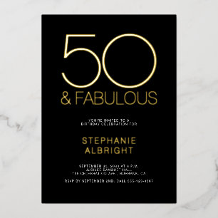 Gouden Folie 50 en Fantastische 50e Verjaardagsfee Uitnodiging