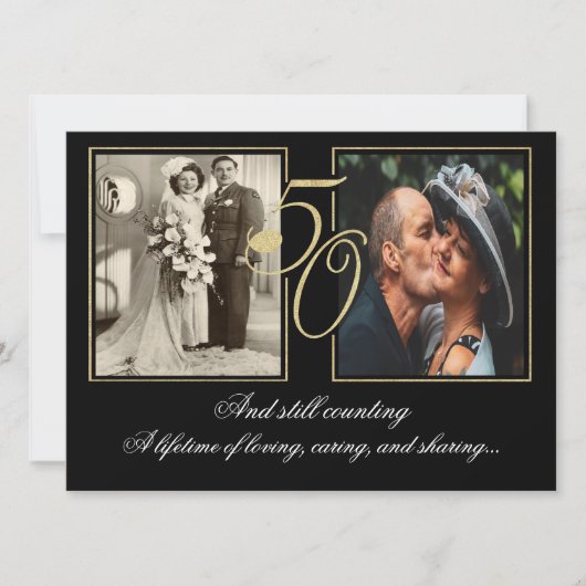 Gouden Folie 50ste Verjaardagsviering Kaart (Voorkant)