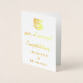 Gouden Folie 5e Huwelijksjubileum + Aangepaste Nam Folie Kaarten (Voorkant)