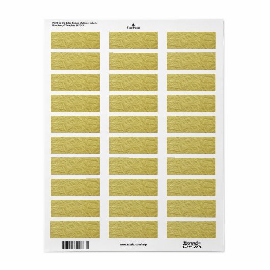 Gouden folie aangepaste achtergrond gestructureerd etiket (Full Sheet)