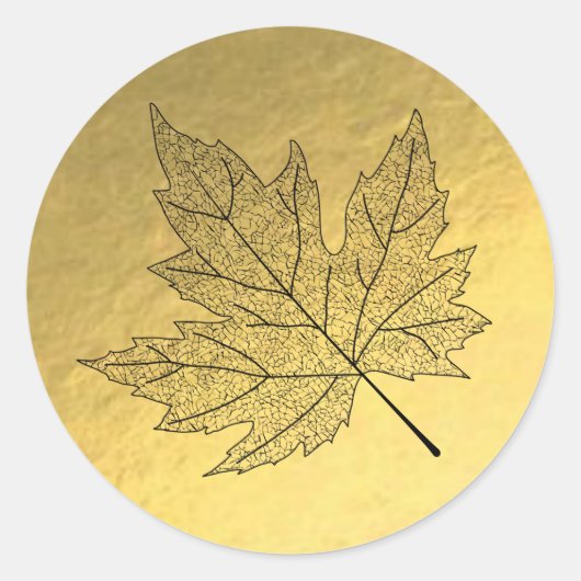 Gouden Folie Achtergrond Zwart Maple Leaf Sticker (Voorkant)
