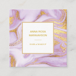 *~* Gouden Folie Aderen Lavendel Marmer Chic Trend Vierkante Visitekaartje