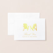 Gouden Folie Adirondack Strandstoelen | Bruiloft Folie Kaarten (Voorkant met envelop)