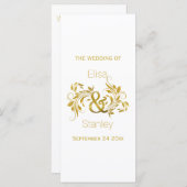 Gouden folie ampersand en scroll bruiloft programm programmakaart (Voorkant / Achterkant)