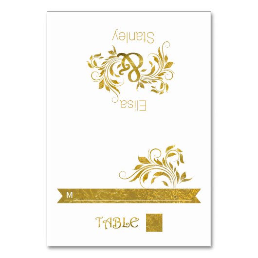 Gouden folie ampersand & scroll bruiloft escort ka kaart (Voorkant)