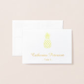 Gouden folie ananas plaats kaart | escortkaart (Voorkant met envelop)