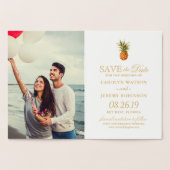 Gouden folie Ananas Tropische bruiloft Save the Da Folie Kaarten (Binnen)