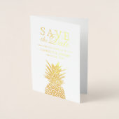 Gouden folie Ananas Tropische bruiloft Save the Da Kaarten (Voorkant)