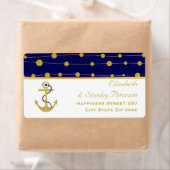 Gouden folie anker marine blauw nautische moderne  etiket (Insitu)