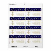 Gouden folie anker marine blauw nautische moderne  etiket (Full Sheet)