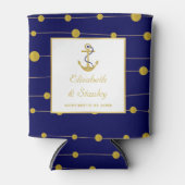 Gouden folie anker moderne marine blauw nautische  blikjeskoeler (Voorkant)