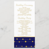 Gouden folie anker nautische bruiloft programma programmakaart (Achterkant)