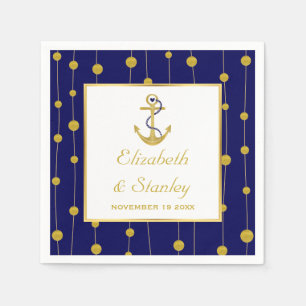 Gouden folie anker nautische moderne bruiloft servetten
